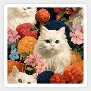 Cats and Crochet Pattern - Whimsical Feline Art Sticker